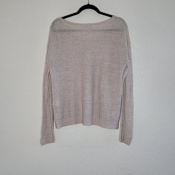 Joie Blush Neutral Linen Cotton Knit Scoop Neck Long Sleeve Sweater Size Small - Picture 6 of 12